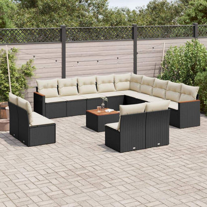 Set Divani da Giardino 14pz con Cuscini in Polyrattan Nero - homemem39
