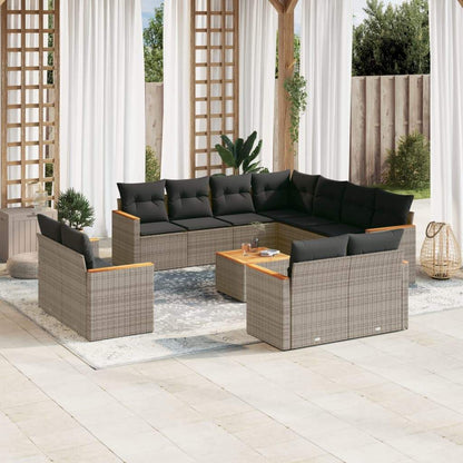 Set Divani da Giardino 12 pz con Cuscini Grigio in Polyrattan - homemem39