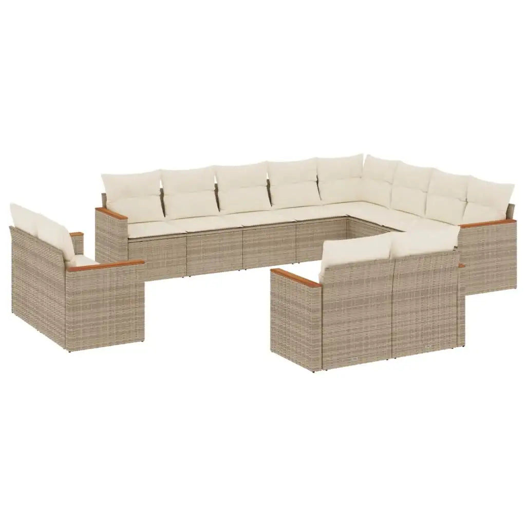 Set Divani da Giardino 12 pz con Cuscini Beige in Polyrattan - homemem39