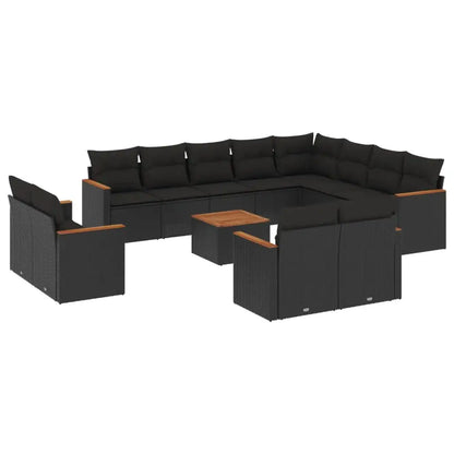 Set Divani da Giardino 13pz con Cuscini Nero in Polyrattan - homemem39