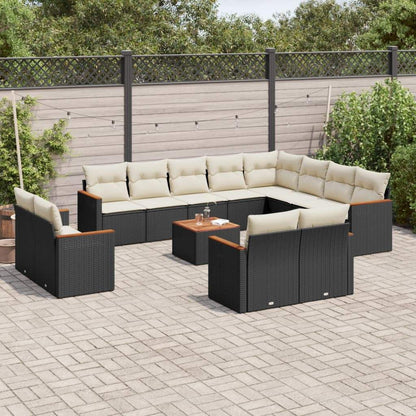 Set Divani da Giardino 13pz con Cuscini Nero in Polyrattan - homemem39
