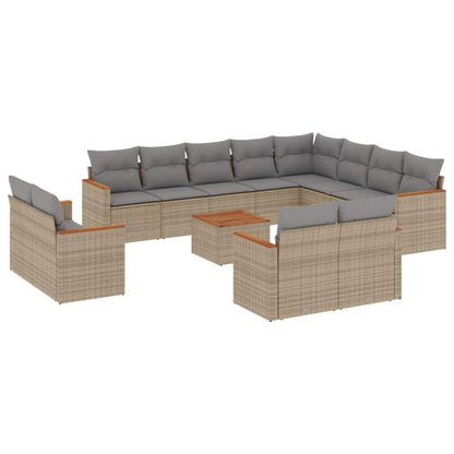 Set Divano da Giardino 13 pz con Cuscini Beige in Polyrattan - homemem39