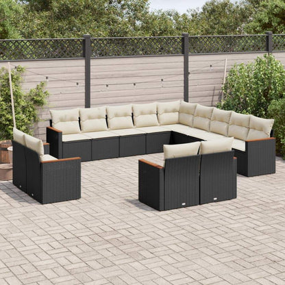 Set Divani da Giardino 13pz con Cuscini Nero in Polyrattan - homemem39
