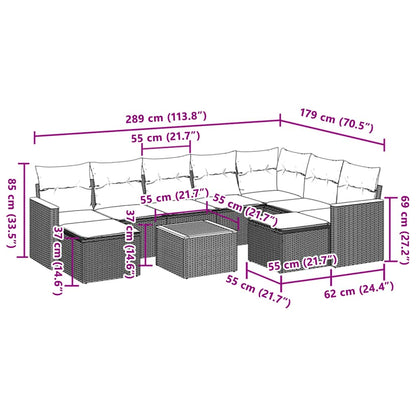 Set Divano da Giardino 10 pz con Cuscini Beige in Polyrattan | homemem39