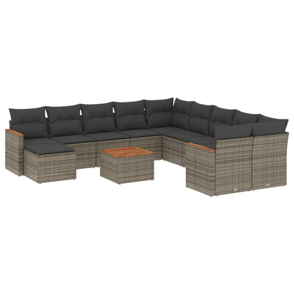 Set Divani da Giardino 12 pz con Cuscini Grigio in Polyrattan - homemem39