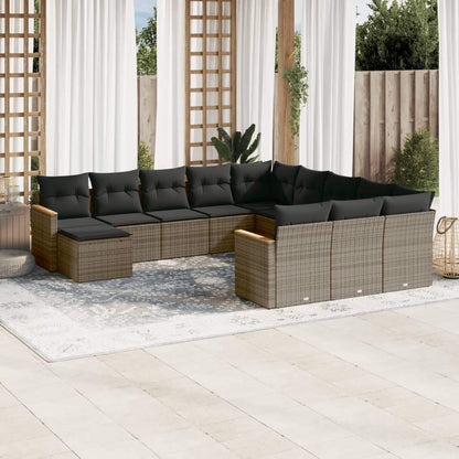 Set Divani da Giardino 12 pz con Cuscini Grigio in Polyrattan - homemem39