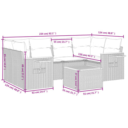 Set Divani da Giardino 7 pz con Cuscini Beige in Polyrattan | homemem39