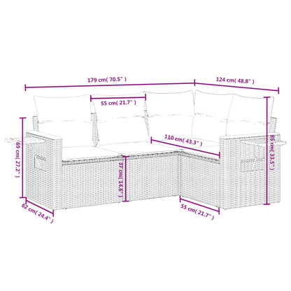 Set Divani da Giardino 4 pz con Cuscini Nero in Polyrattan | homemem39