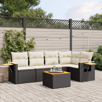 Set Divano da Giardino 6 pz con Cuscini Nero in Polyrattan - homemem39