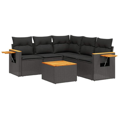 Set Divano da Giardino 6 pz con Cuscini Nero in Polyrattan - homemem39