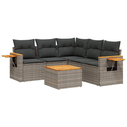 Set Divano da Giardino 6 pz con Cuscini Grigio in Polyrattan - homemem39