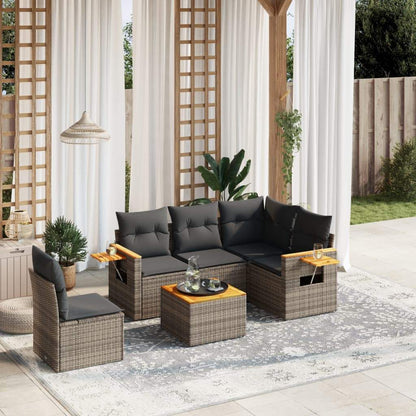Set Divano da Giardino 6 pz con Cuscini Grigio in Polyrattan - homemem39