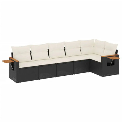 Set Divano da Giardino 6 pz con Cuscini Nero in Polyrattan - homemem39