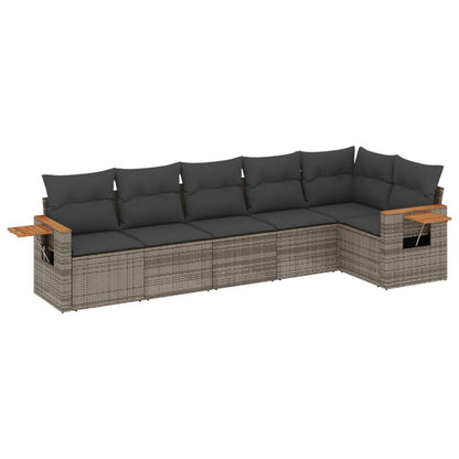 Set Divano da Giardino 6 pz con Cuscini Grigio in Polyrattan - homemem39