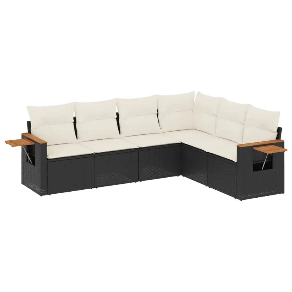 Set Divano da Giardino 6 pz con Cuscini Nero in Polyrattan - homemem39