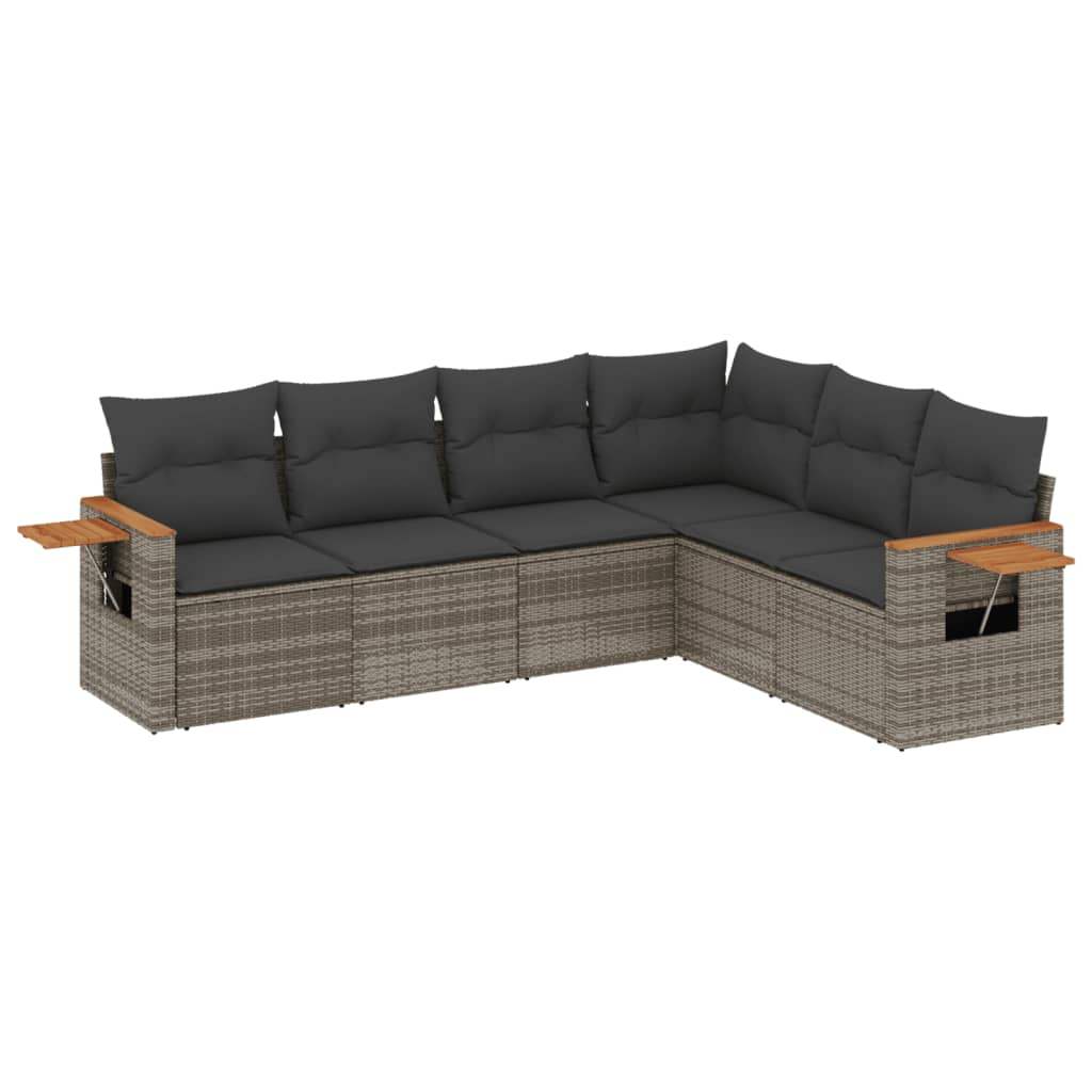 Set Divano da Giardino 6 pz con Cuscini Grigio in Polyrattan - homemem39