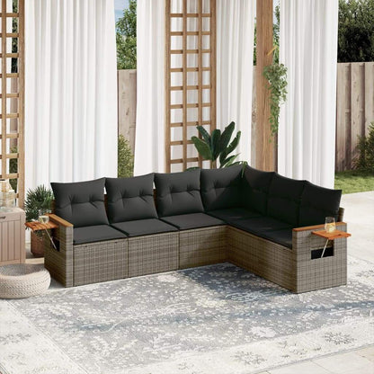Set Divano da Giardino 6 pz con Cuscini Grigio in Polyrattan - homemem39