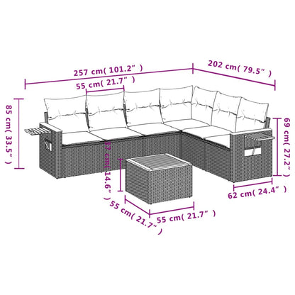 Set Divani da Giardino con Cuscini 7pz Nero Polyrattan