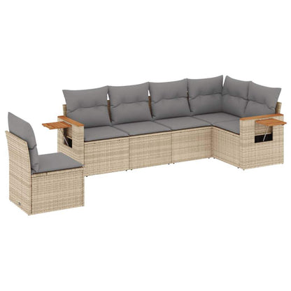 Set Divano da Giardino 6 pz con Cuscini Beige in Polyrattan - homemem39