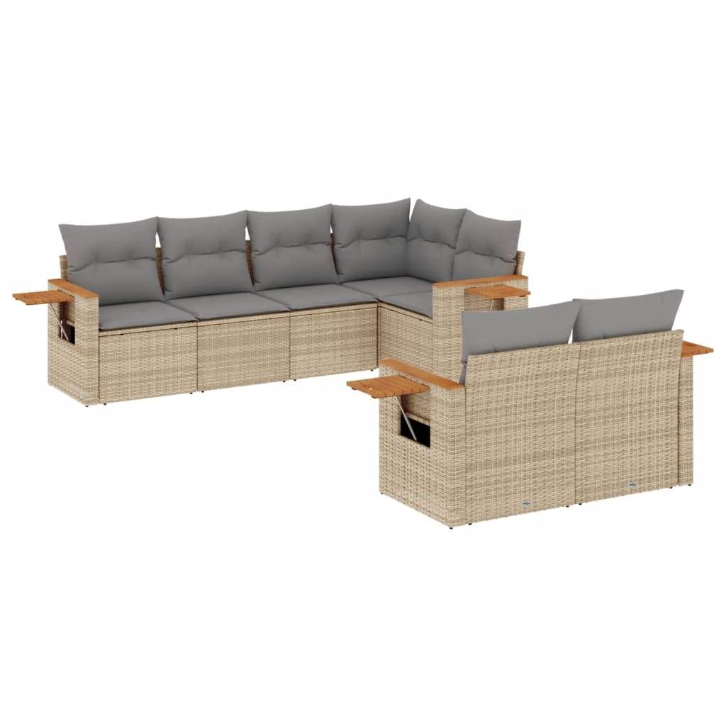 Set Divani da Giardino 7 pz con Cuscini Grigio in Polyrattan - homemem39