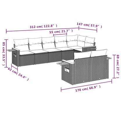 Set Divani da Giardino con Cuscini 8 pz Nero in Polyrattan | homemem39
