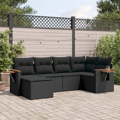 Set Divano da Giardino 6 pz con Cuscini Nero in Polyrattan - homemem39