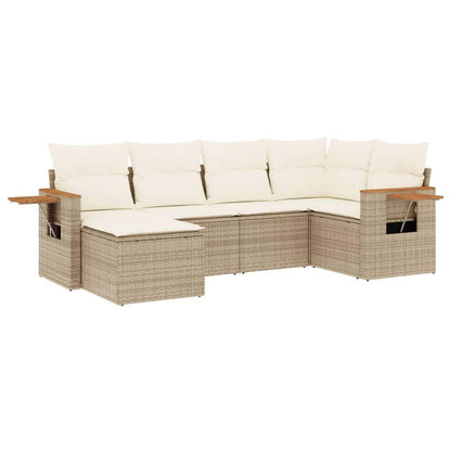 Set Divano da Giardino 6 pz con Cuscini Beige in Polyrattan - homemem39