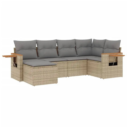 Set Divano da Giardino 6 pz con Cuscini Beige in Polyrattan - homemem39