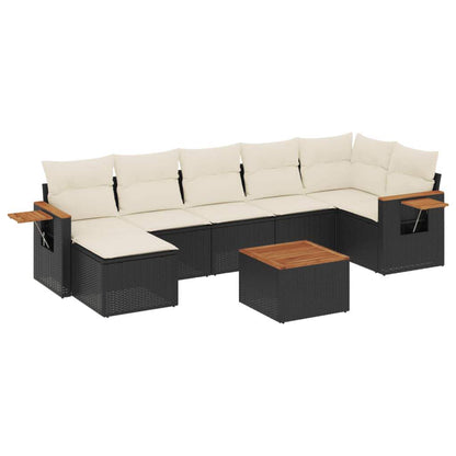 Set Divani da Giardino con Cuscini 8 pz Nero in Polyrattan - homemem39
