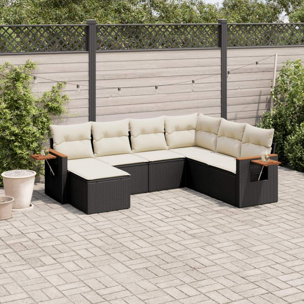 Set Divani da Giardino con Cuscini 7pz Nero Polyrattan - homemem39