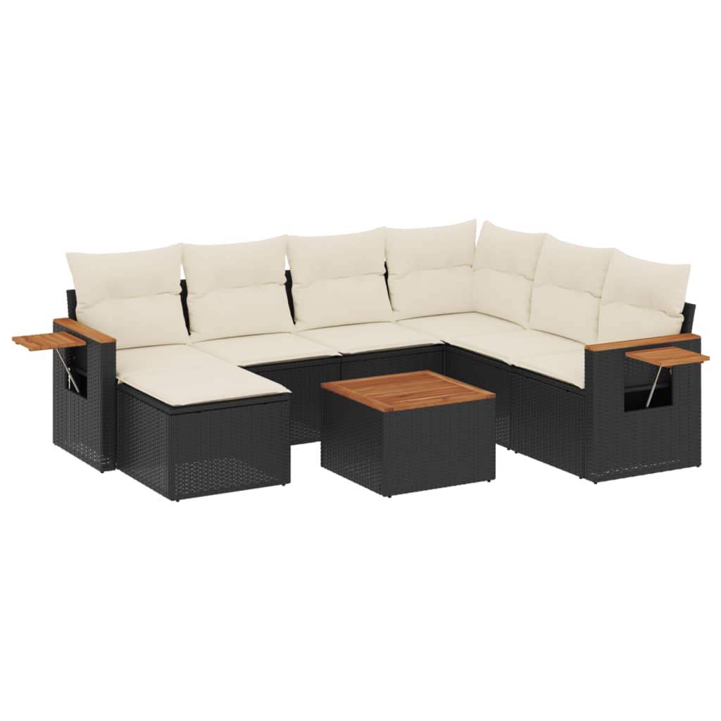 Set Divani da Giardino con Cuscini 8 pz Nero in Polyrattan - homemem39