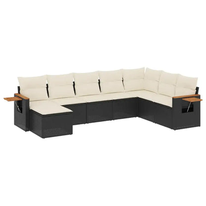 Set Divani da Giardino con Cuscini 8 pz Nero in Polyrattan - homemem39