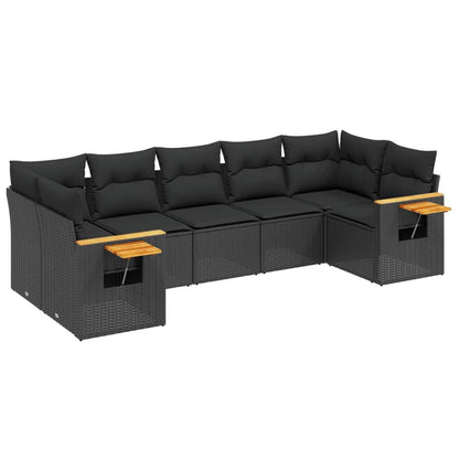 Set Divani da Giardino con Cuscini 7pz Nero Polyrattan - homemem39