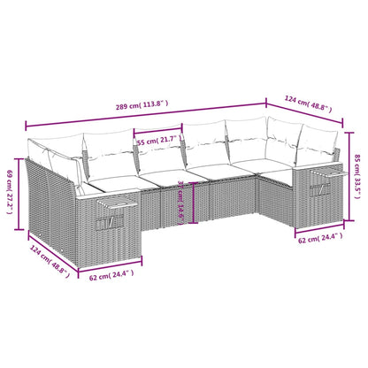 Set Divani da Giardino 7 pz con Cuscini Beige in Polyrattan | homemem39