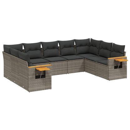 Set Divano da Giardino 9 pz con Cuscini Grigio in Polyrattan - homemem39