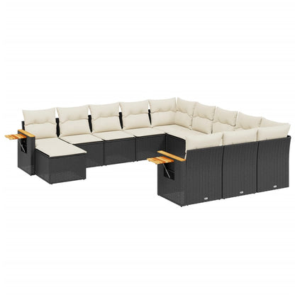 Set Divani da Giardino 11 pz con Cuscini in Polyrattan Nero