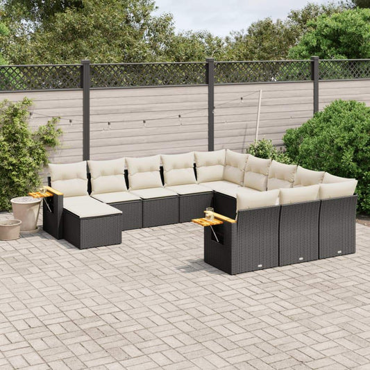 Set Divani da Giardino 11 pz con Cuscini in Polyrattan Nero - homemem39
