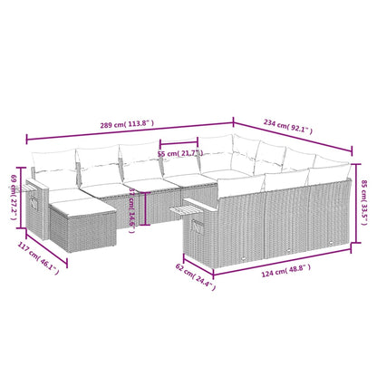 Set Divani da Giardino 11 pz con Cuscini Beige in Polyrattan | homemem39