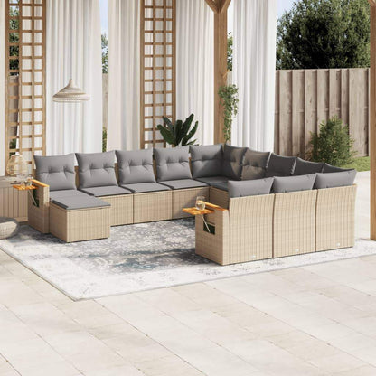 Set Divani da Giardino 11 pz con Cuscini Beige in Polyrattan - homemem39