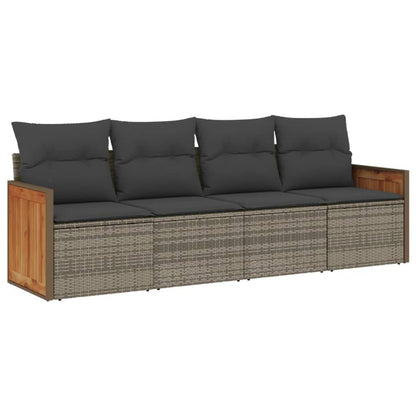 Set Divani da Giardino 4 pz con Cuscini in Polyrattan Grigio - homemem39