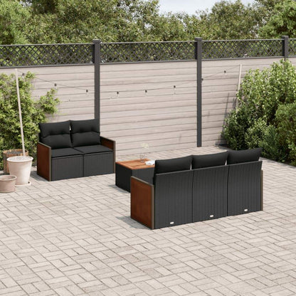 Set Divano da Giardino 6 pz con Cuscini Nero in Polyrattan - homemem39