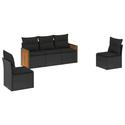 Set Divani da Giardino 5 pz con Cuscini in Polyrattan Nero - homemem39