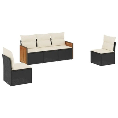 Set Divani da Giardino 5 pz con Cuscini in Polyrattan Nero - homemem39