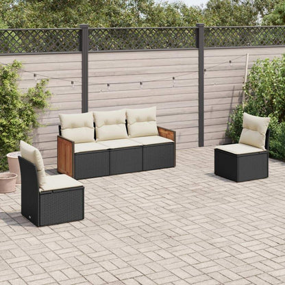 Set Divani da Giardino 5 pz con Cuscini in Polyrattan Nero - homemem39