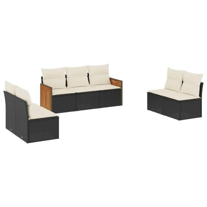 Set Divani da Giardino con Cuscini 7pz Nero Polyrattan - homemem39