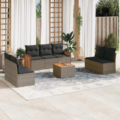 Set Divano da Giardino 8 pz con Cuscini Grigio in Polyrattan - homemem39