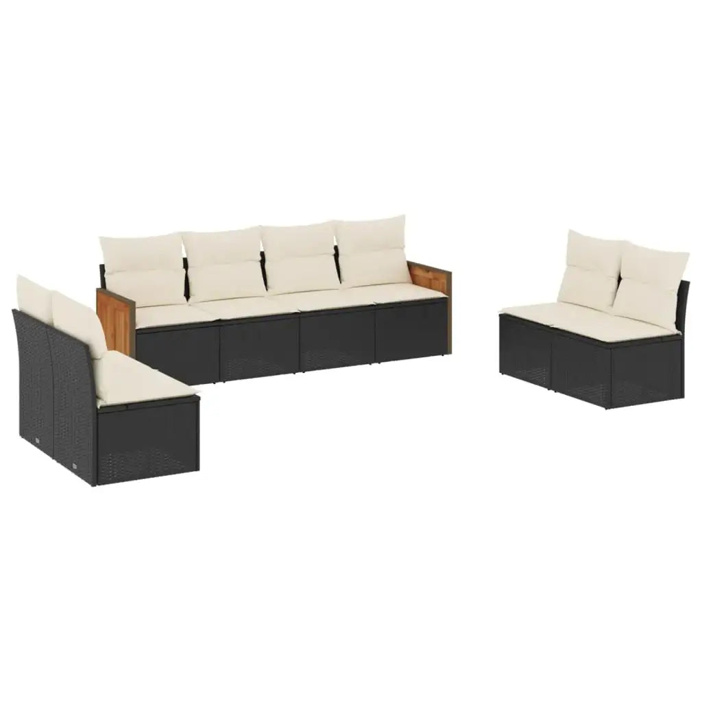 Set Divani da Giardino con Cuscini 8 pz Nero in Polyrattan - homemem39