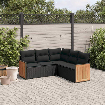 Set Divani da Giardino 5 pz con Cuscini in Polyrattan Nero - homemem39