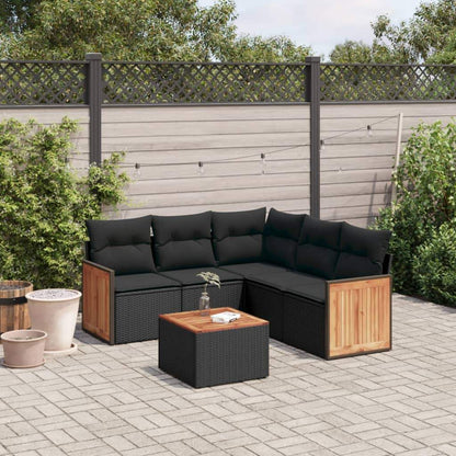 Set Divano da Giardino 6 pz con Cuscini Nero in Polyrattan - homemem39