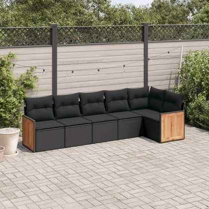 Set Divano da Giardino 6 pz con Cuscini Nero in Polyrattan - homemem39